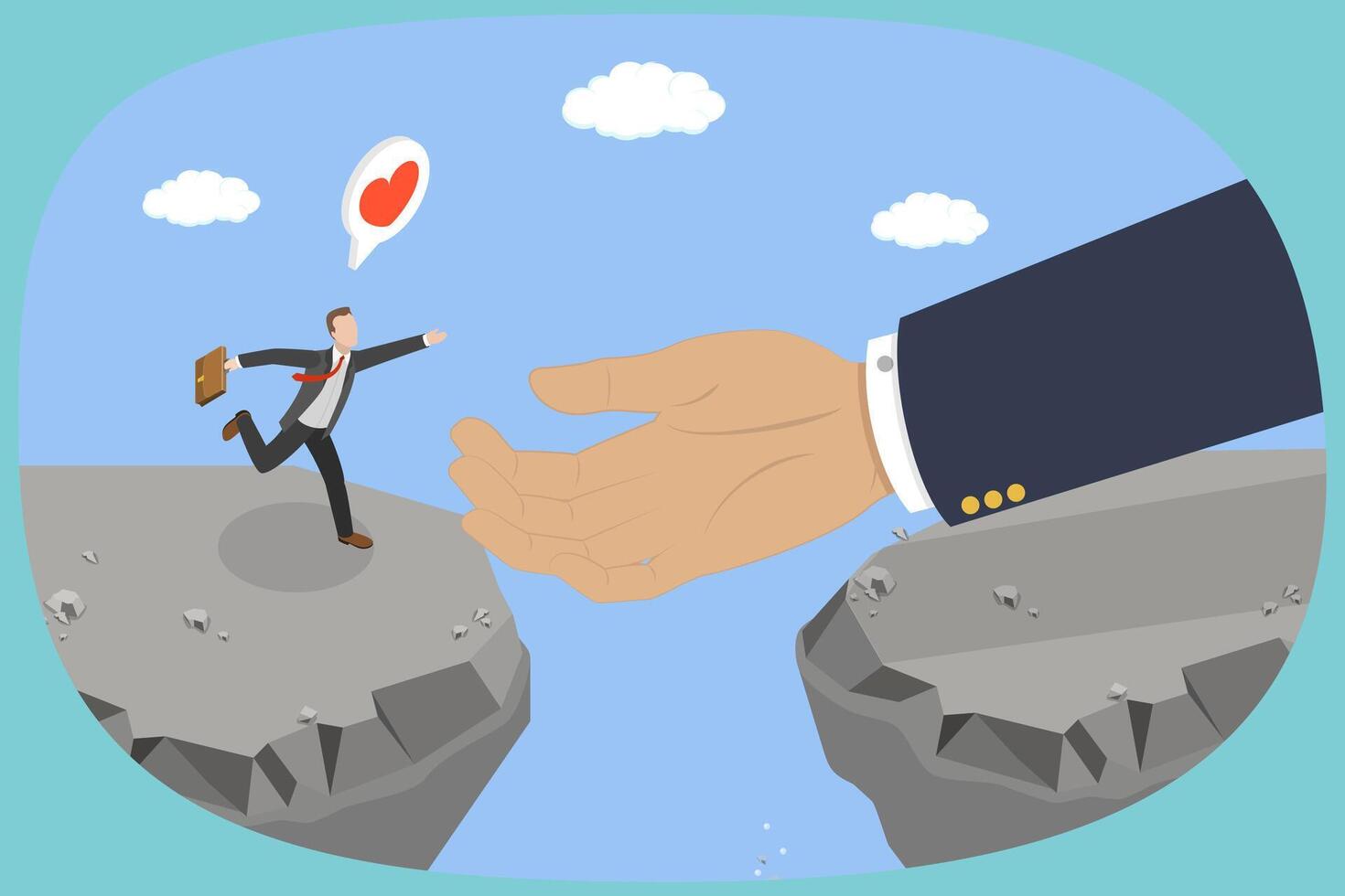 3D Isometric Flat Illustration of Support In Career Development, Assistance in Business Problem Solving vector