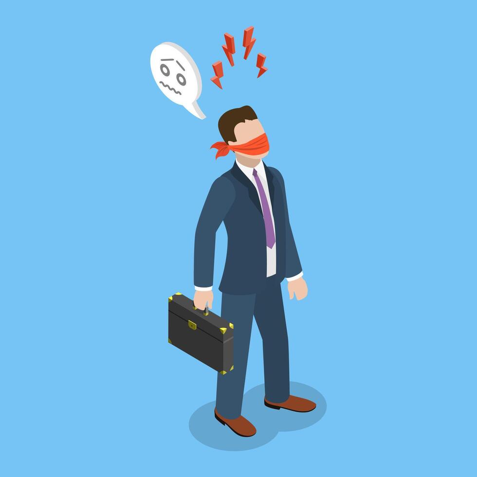 3D Isometric Flat Illustration of Business Censorship, Freedom of Speech vector