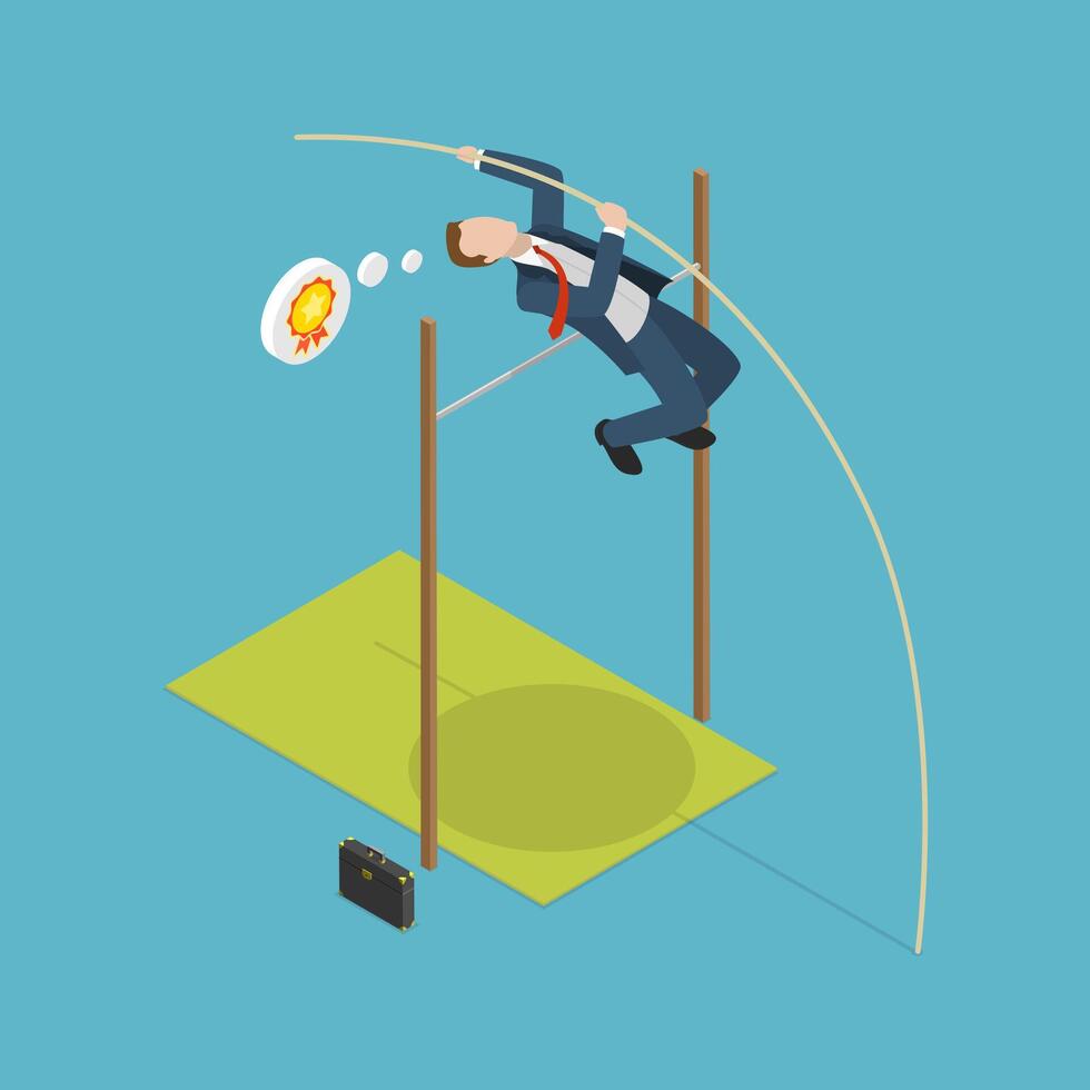 3D Isometric Flat Illustration of Business Goal Achievement, Problem-solving During Financial Crises vector
