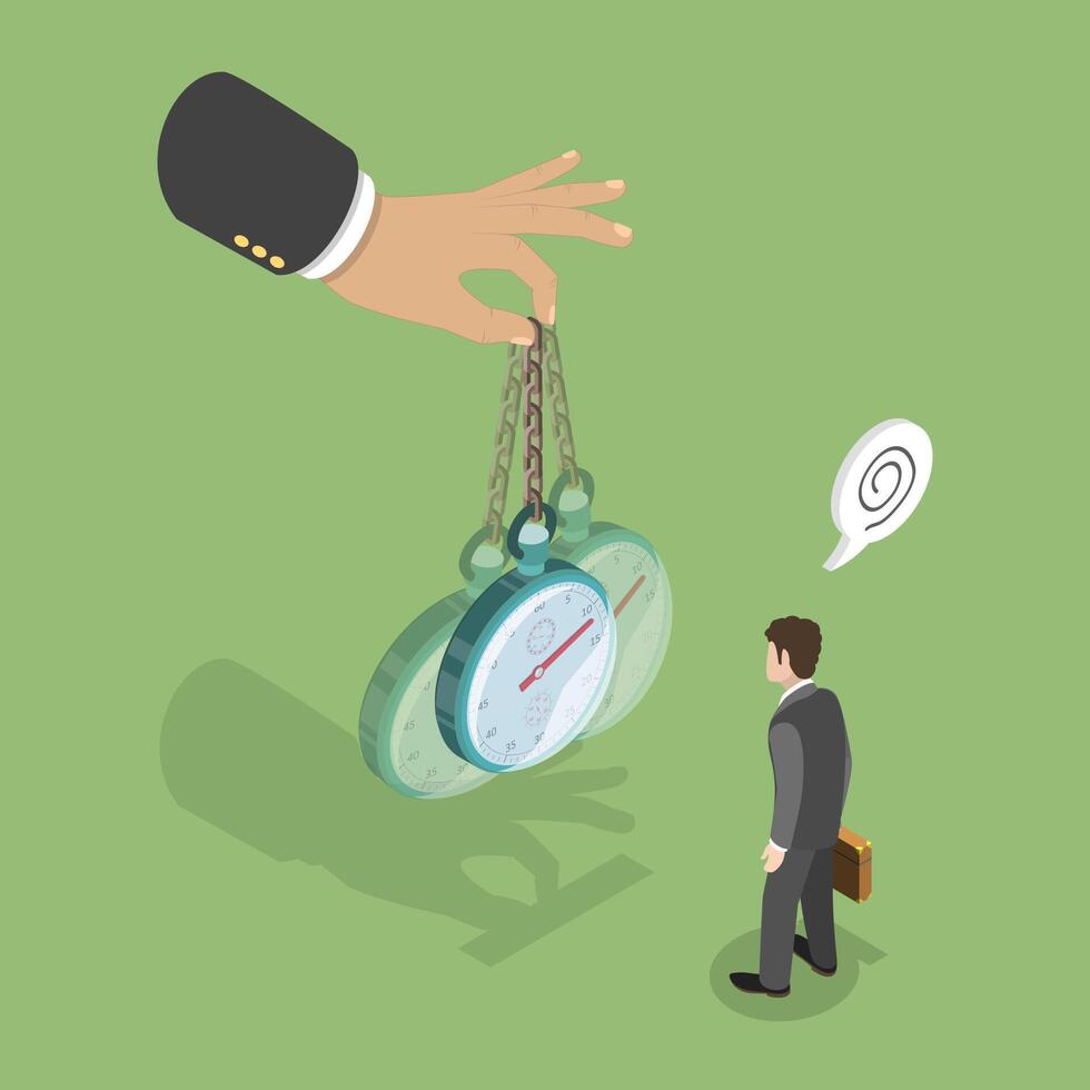 3D Isometric Flat Illustration of Manipulation Technique Of Business, Hypnosis Session vector
