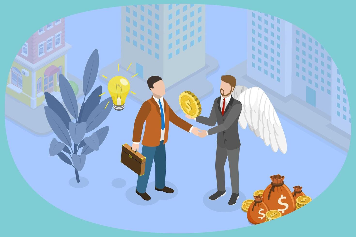 3D Isometric Flat Illustration of Professional Advisor Or Investor, Angel Investing vector