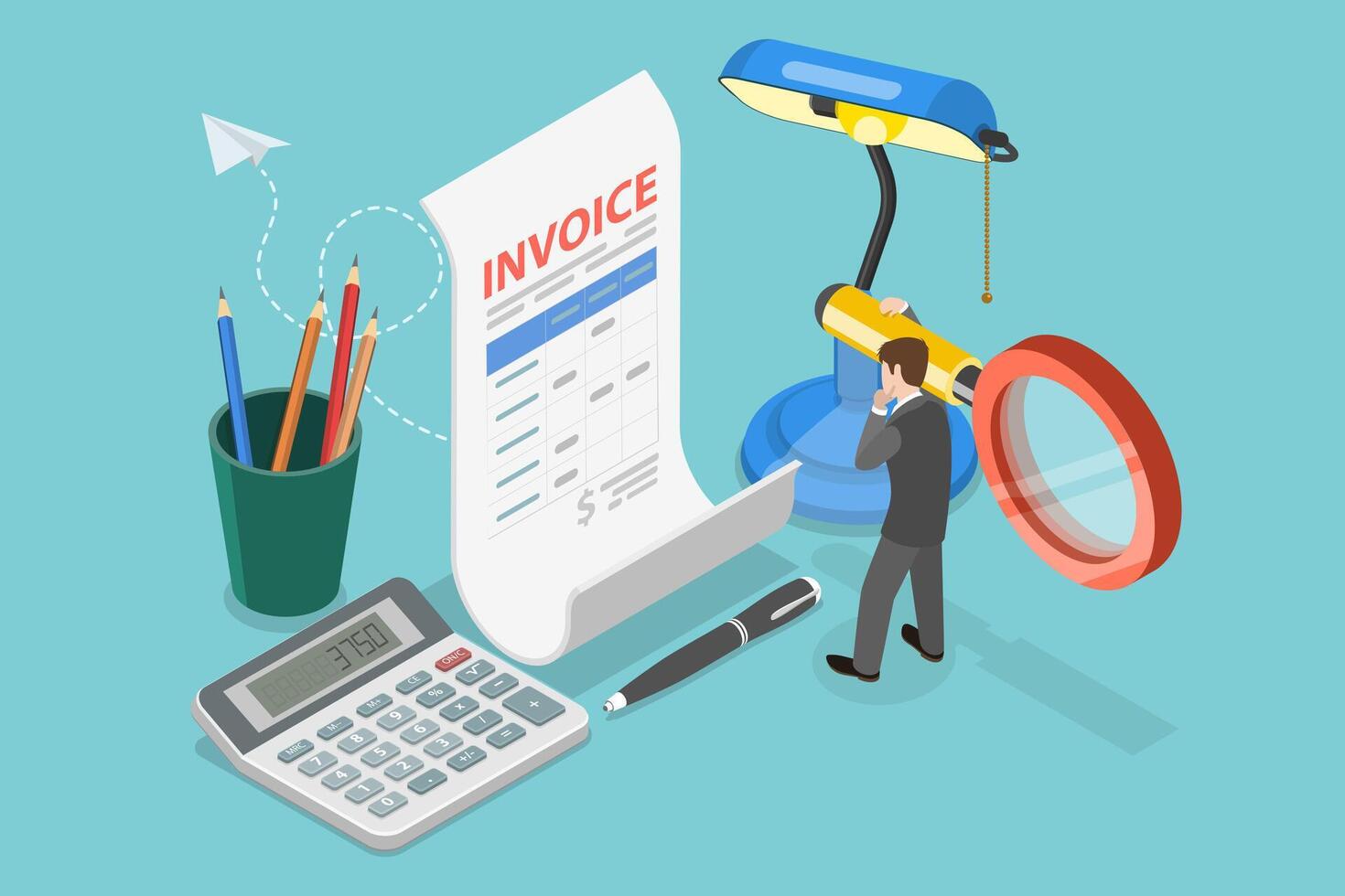 3D Isometric Flat Illustration of Invoice, Cash Receipt vector