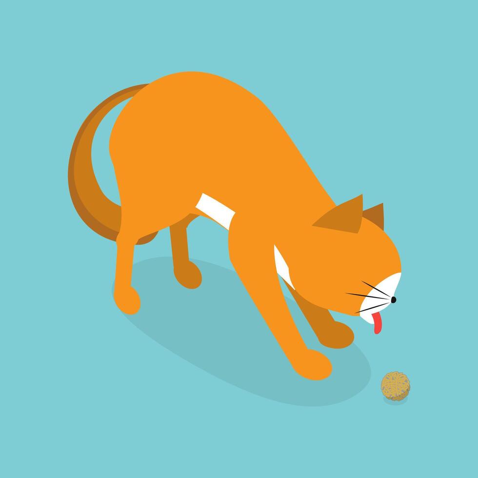 3D Isometric Flat Illustration of Hairball, Cat Vomiting a Stomach Content vector