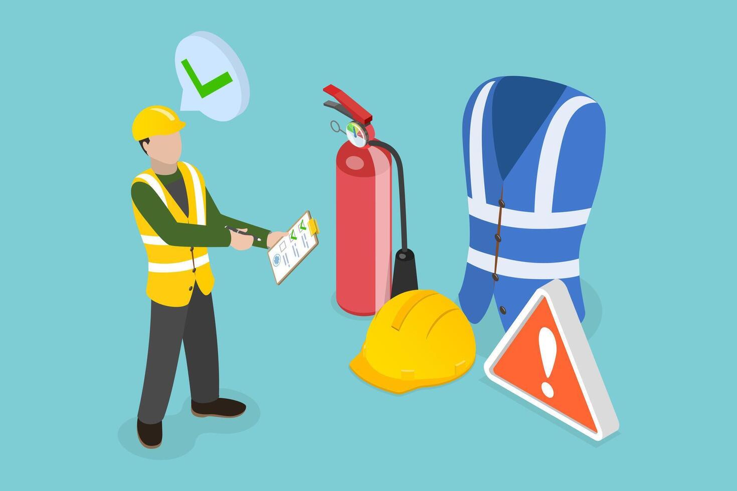 3D Isometric Flat Illustration of Occupational Safety And Health Administration, Regulation for Trauma Prevention vector