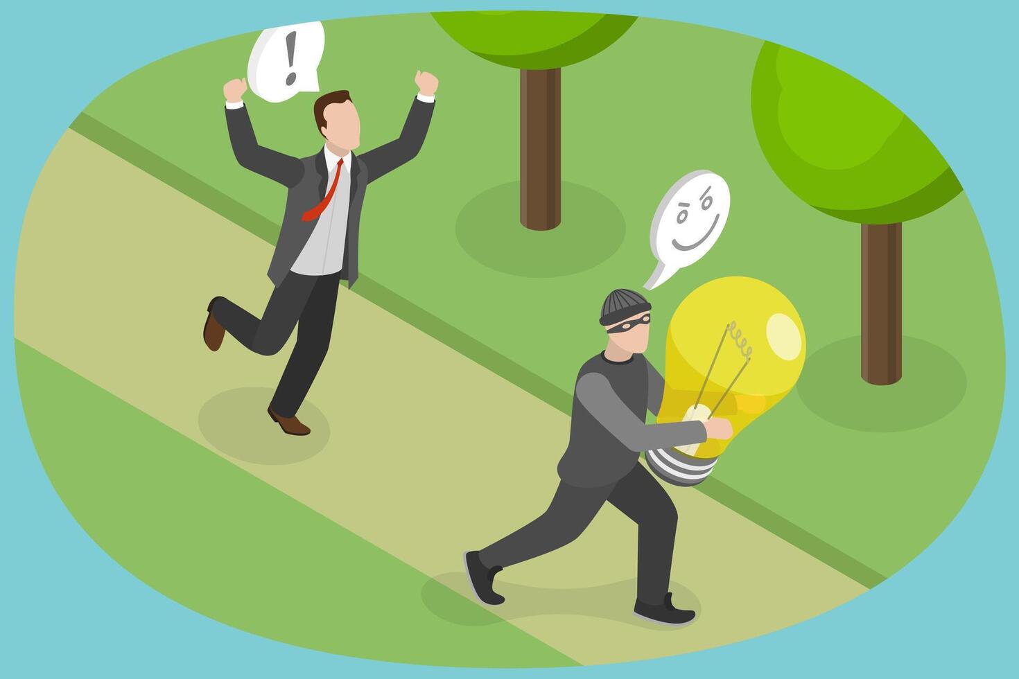3D Isometric Flat Illustration of Plagiarism, Thieving Ideas vector