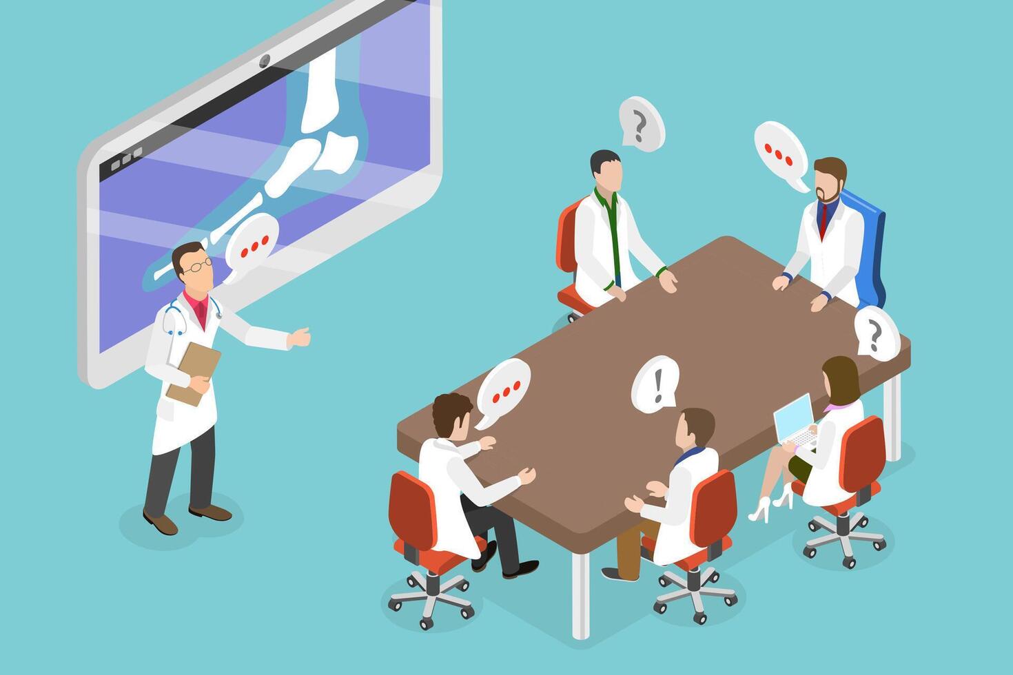 3D Isometric Flat Illustration of Medical Conference, Science Presentation vector