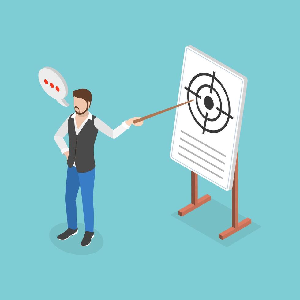 3D Isometric Flat Illustration of Project Plan Or Strategy, Business Efficiency and Success vector