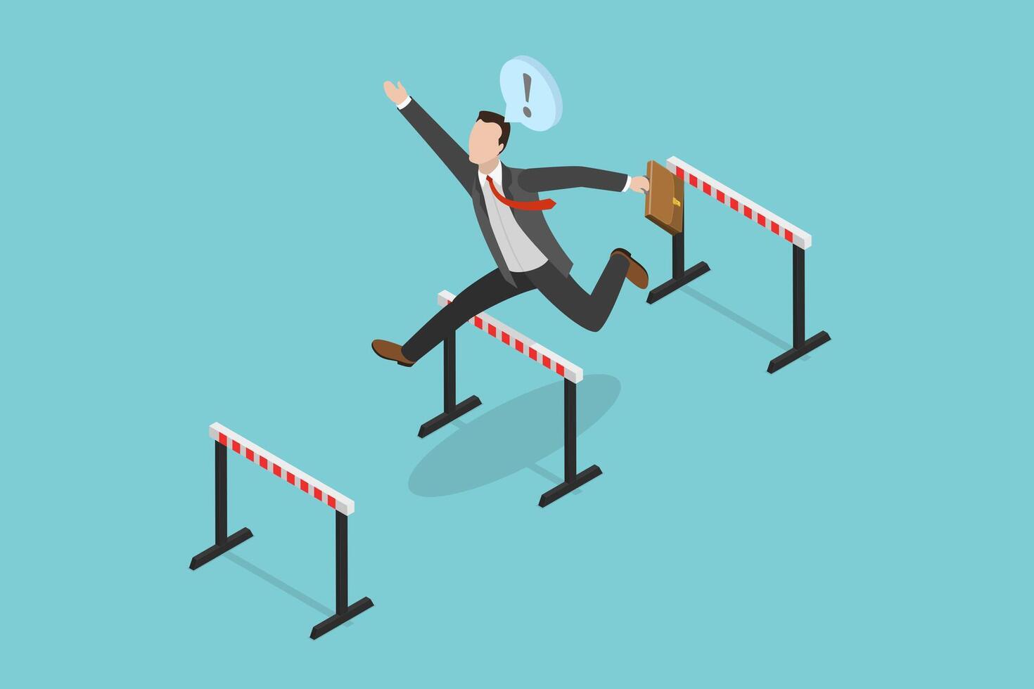 3D Isometric Flat Illustration of Win In Business Competition, Overcoming Difficulties or Obstacles vector