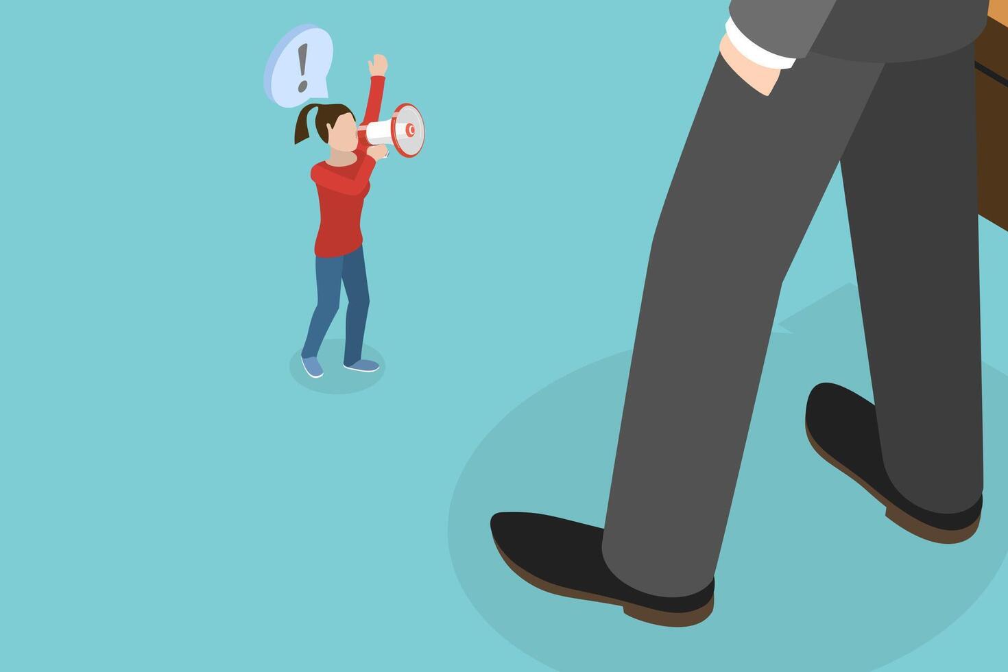 3D Isometric Flat Illustration of Inequality at Workplace, Gender Gap and Career Problems vector