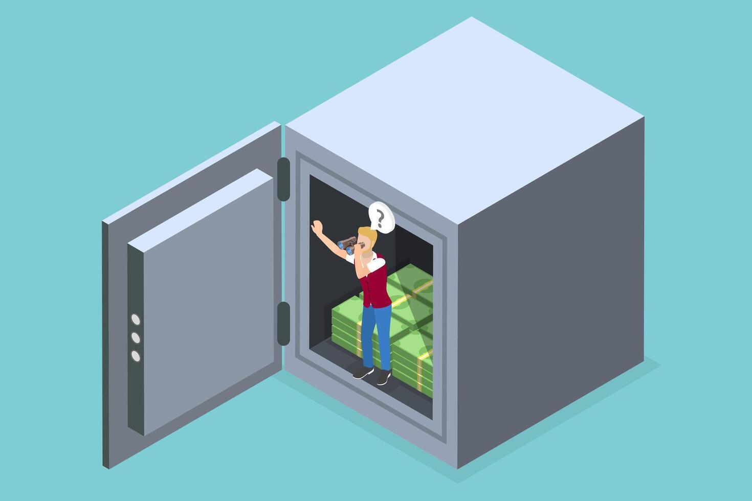 3D Isometric Flat Illustration of Safe Haven, Financial Security vector