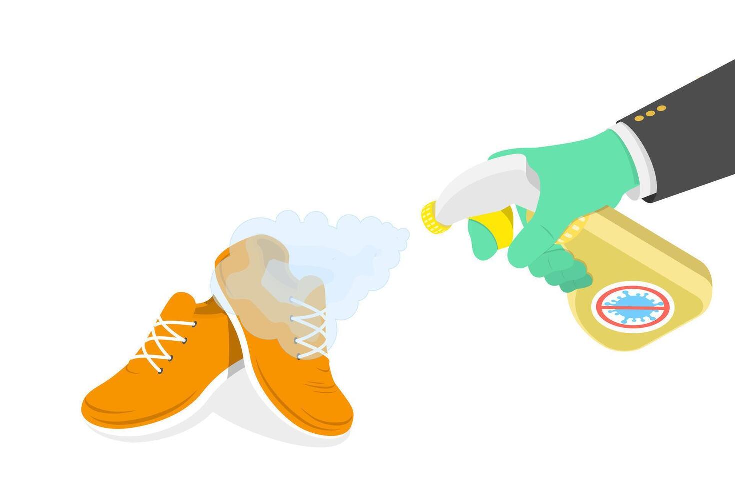 3D Isometric Flat Illustration of Shoes Disinfection, Sanitizer Products vector