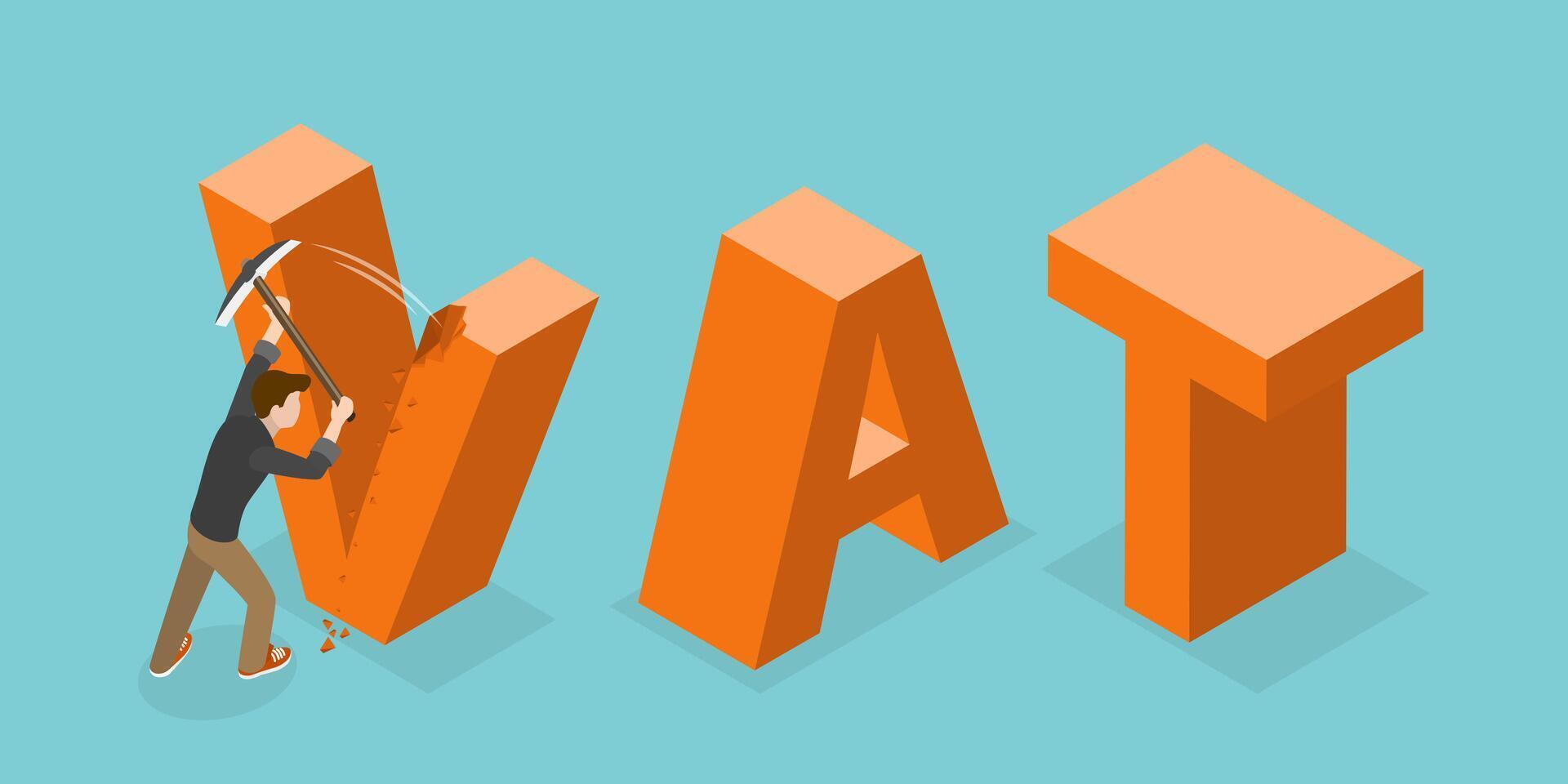 3D Isometric Flat Illustration of VAT Reduction, Help Economic Recovery vector