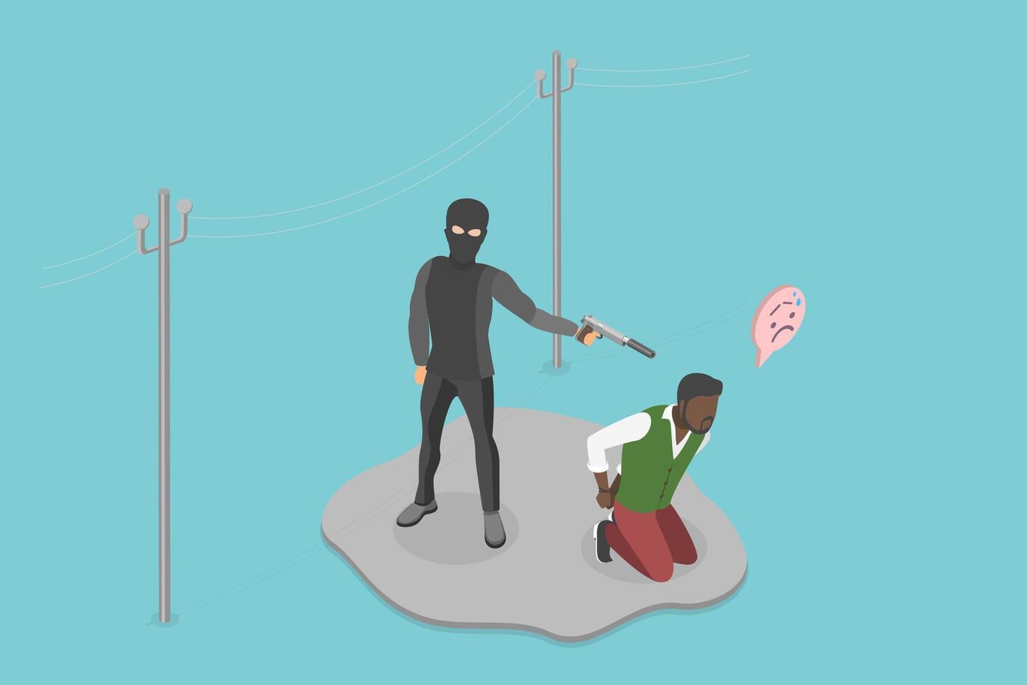 3D Isometric Flat Illustration of Killer, Crime and Revenge vector