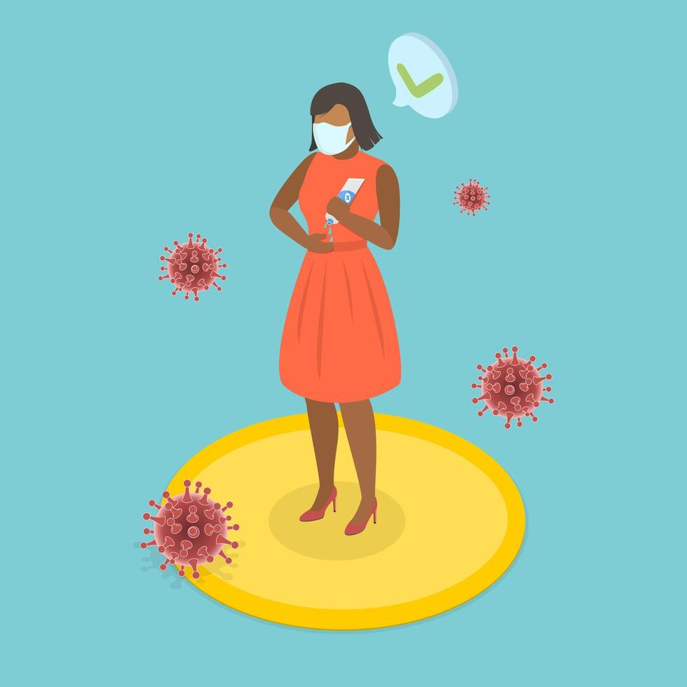 3D Isometric Flat Illustration of Hand Sanitizer , Prevention Contamination and Spread of Viruses and Bacterias vector
