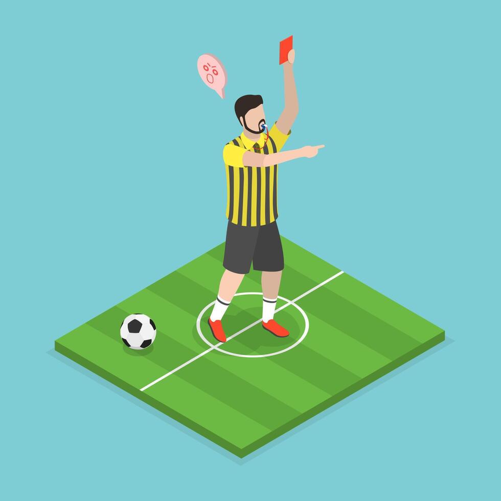 3D Isometric Flat Illustration of Soccer Judge, Football Referee vector
