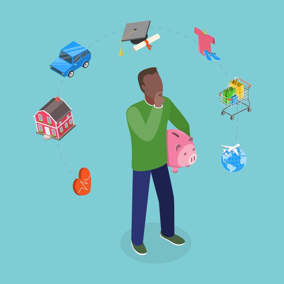 3D Isometric Flat Illustration of Budget Planning, Personal Accounting vector