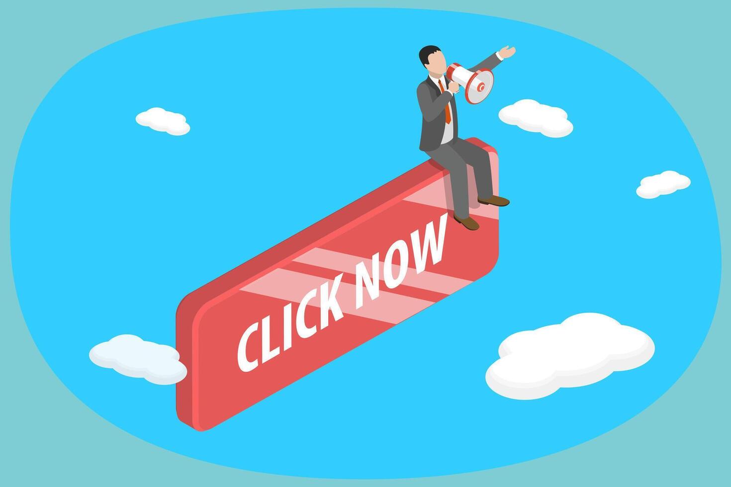 3D Isometric Flat Illustration of Call To Action, Online Advertising vector