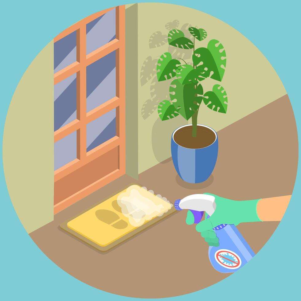 3D Isometric Flat Illustration of Disinfection Rug, Sanitizing Mat vector