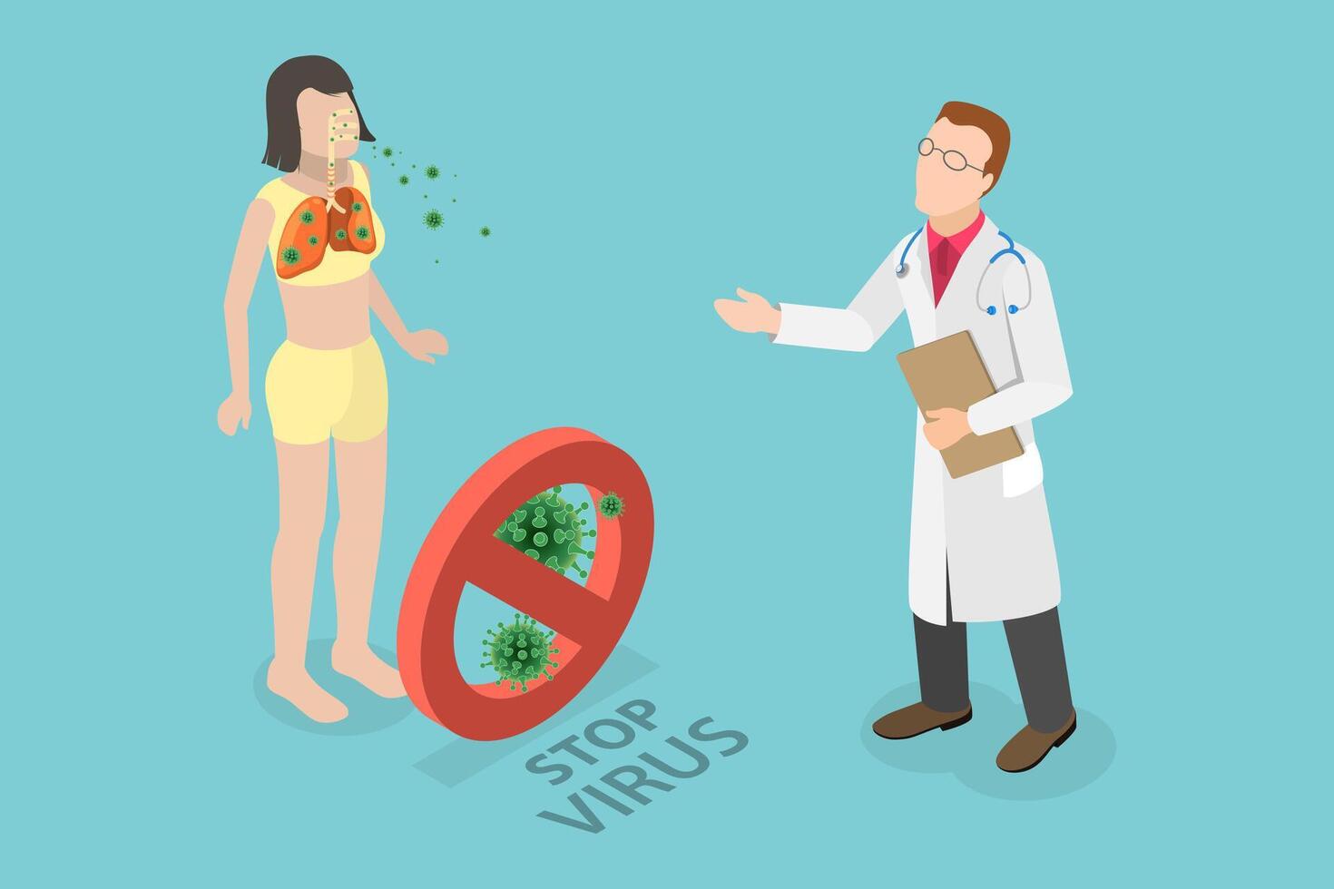3D Isometric Flat Illustration of Herd Immunity, Preventive Measures, Human Protection vector