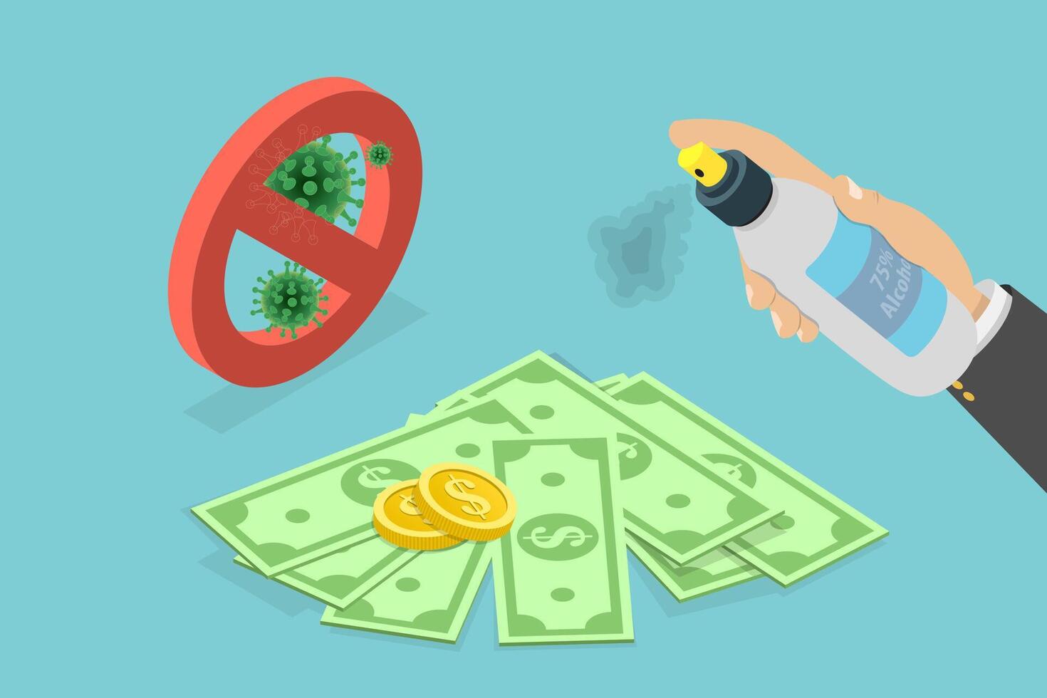 3D Isometric Flat Illustration of Virus Awareness And Prevention, Stop Virus Spreading vector
