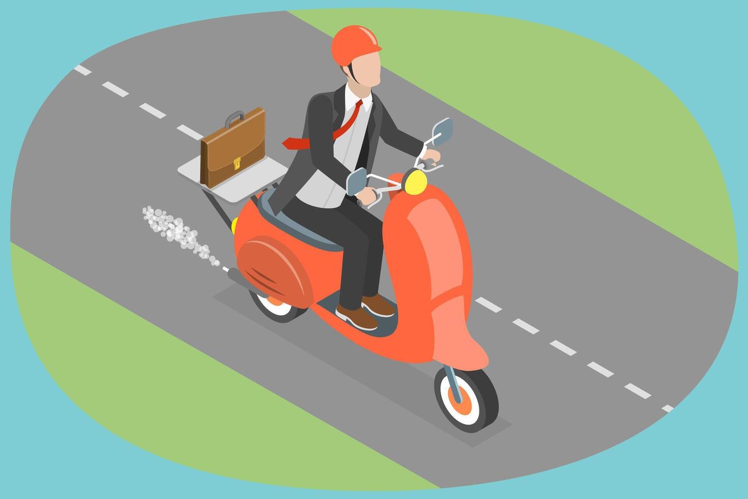 3D Isometric Flat Illustration of Safety First, Wear Helmet While Riding a Motorbike vector