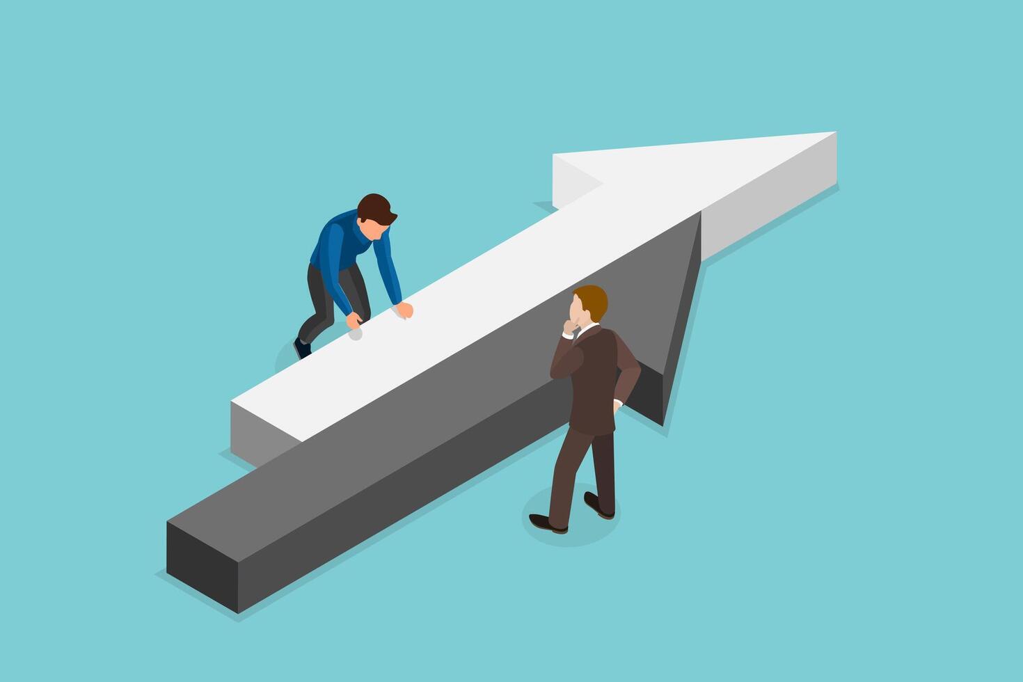 3D Isometric Flat Illustration of Uncoordinated Halves, Inconsistency, Business Conflict vector