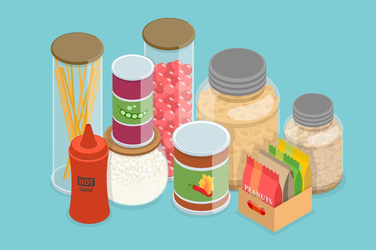 3D Isometric Flat Set of Kitchen Items, Cooking at Home vector