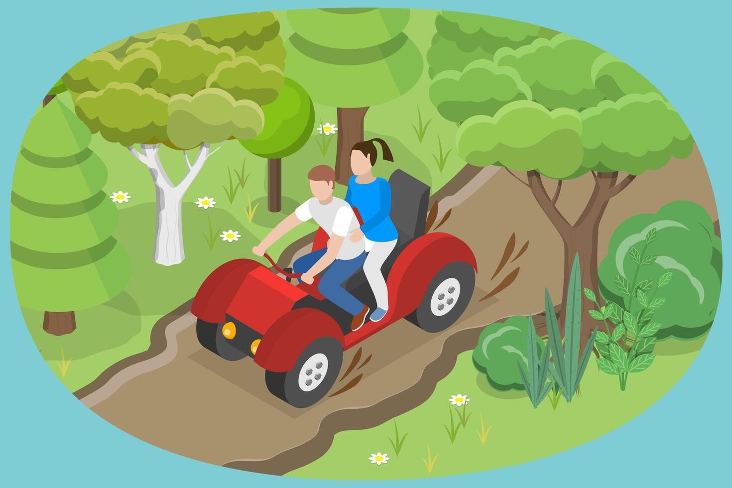 3D Isometric Flat Illustration of ATV Tour, Active Vacation vector