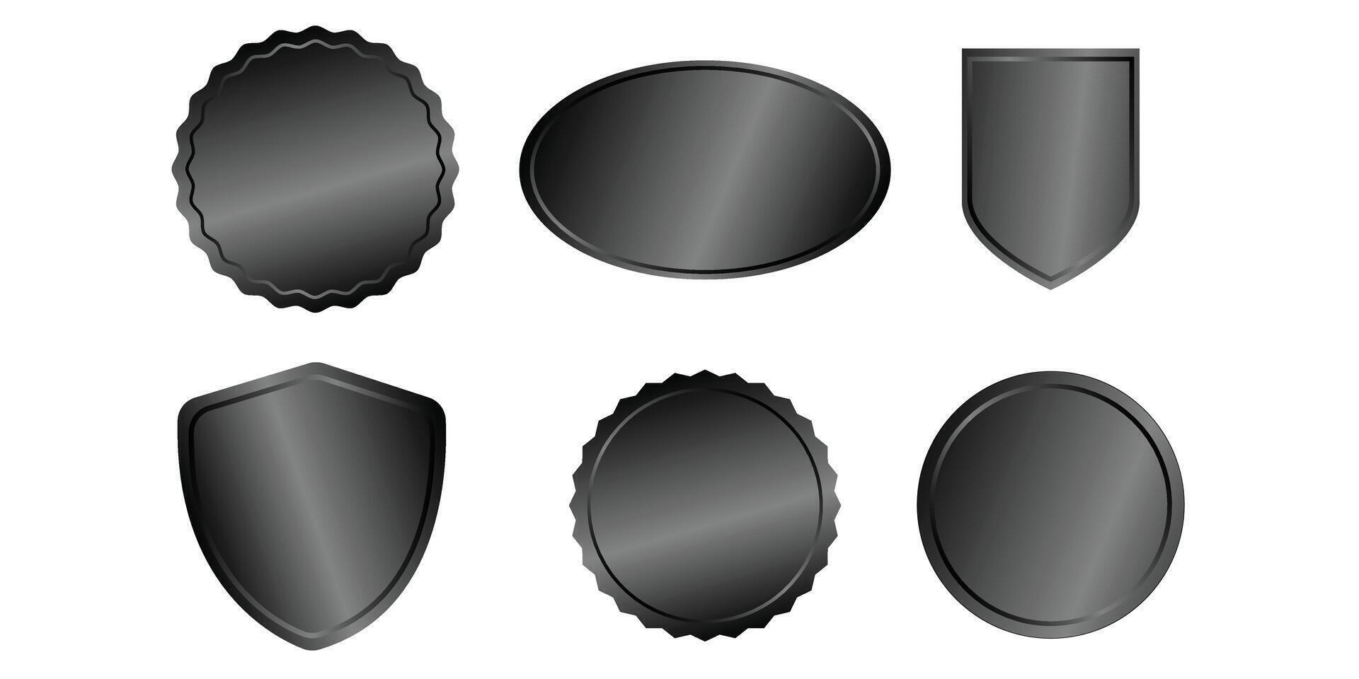 Set of Black Badge Silhouettes and Shield Icons vector