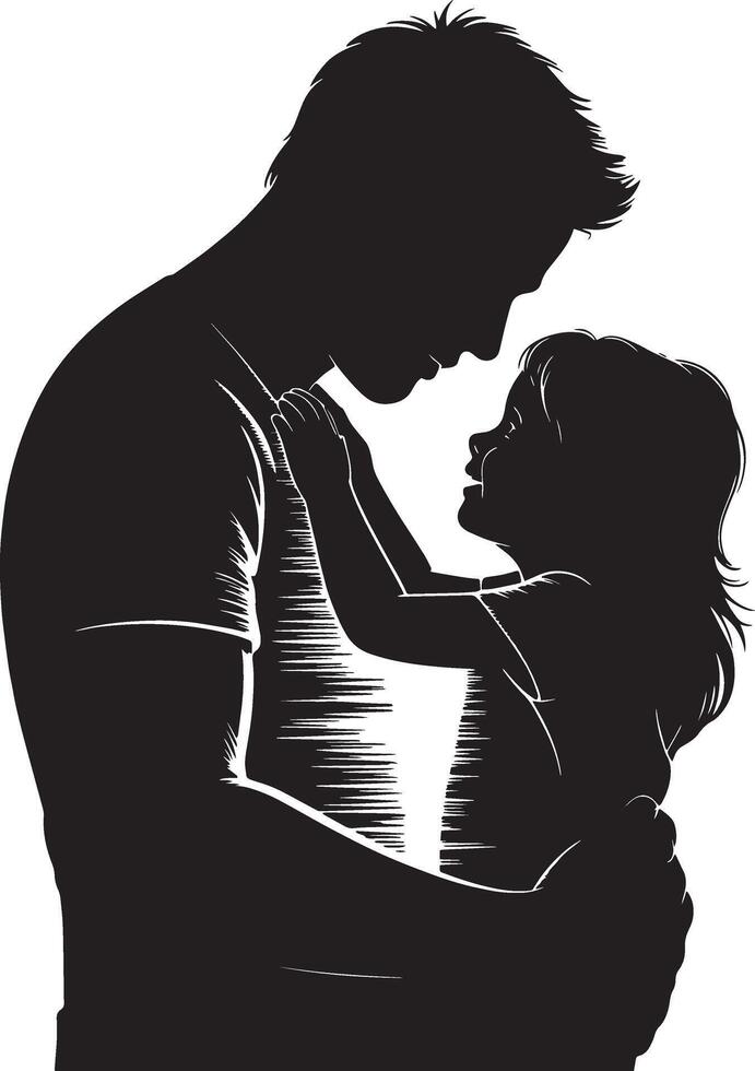 Father and Daughter Silhouette Art vector