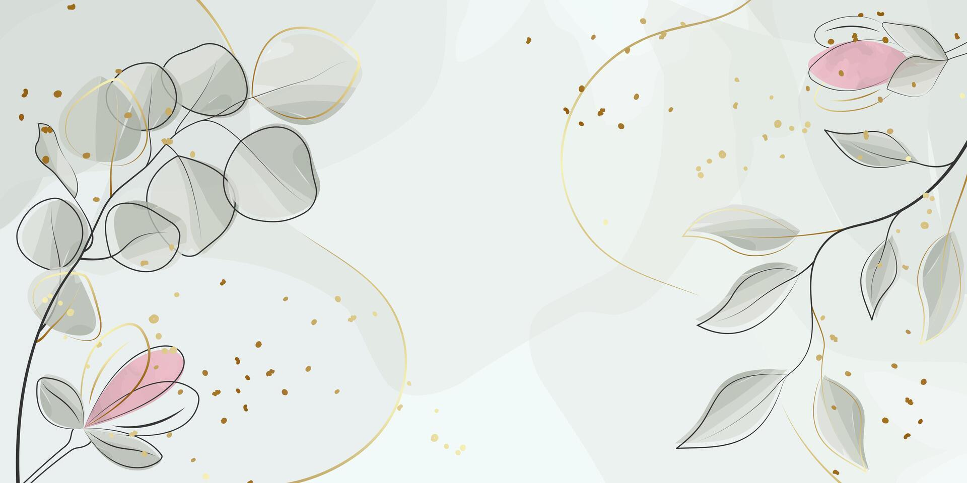Botanical background with flowers and eucalyptus branch vector