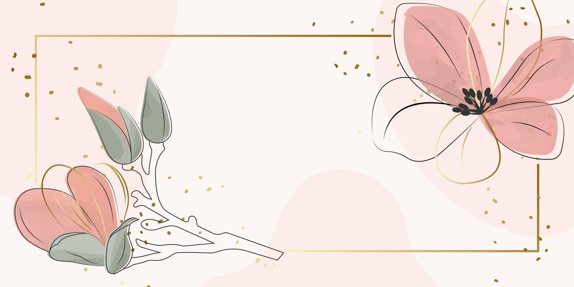 Botanical frame with orange flowers vector