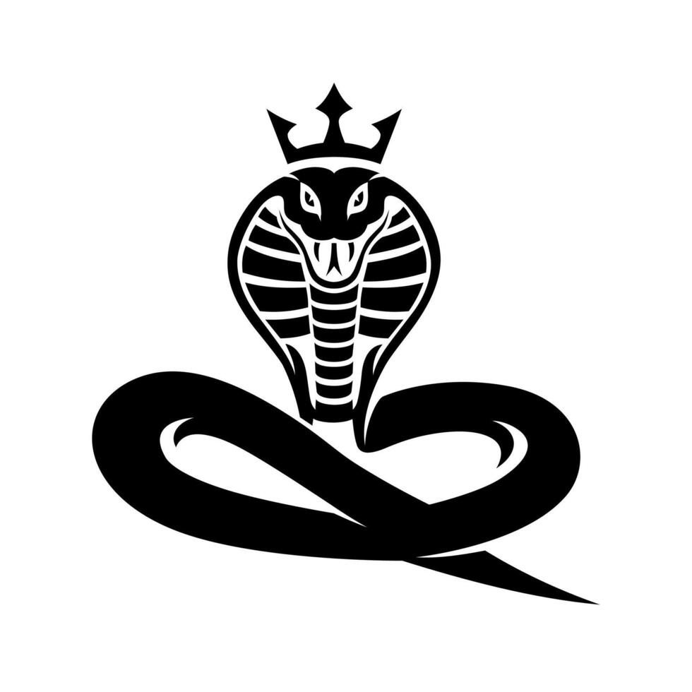 king cobra silhouette logo with crown vector