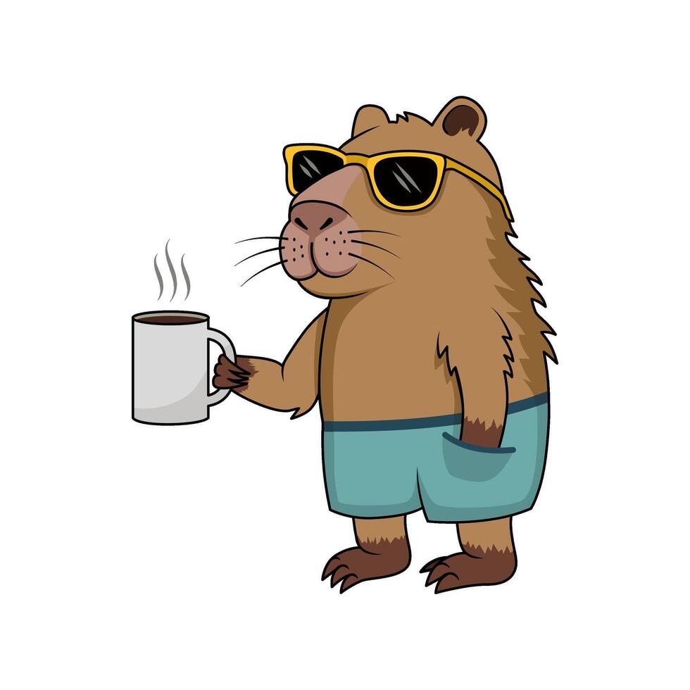 capybara cartoon illustration relaxing vector
