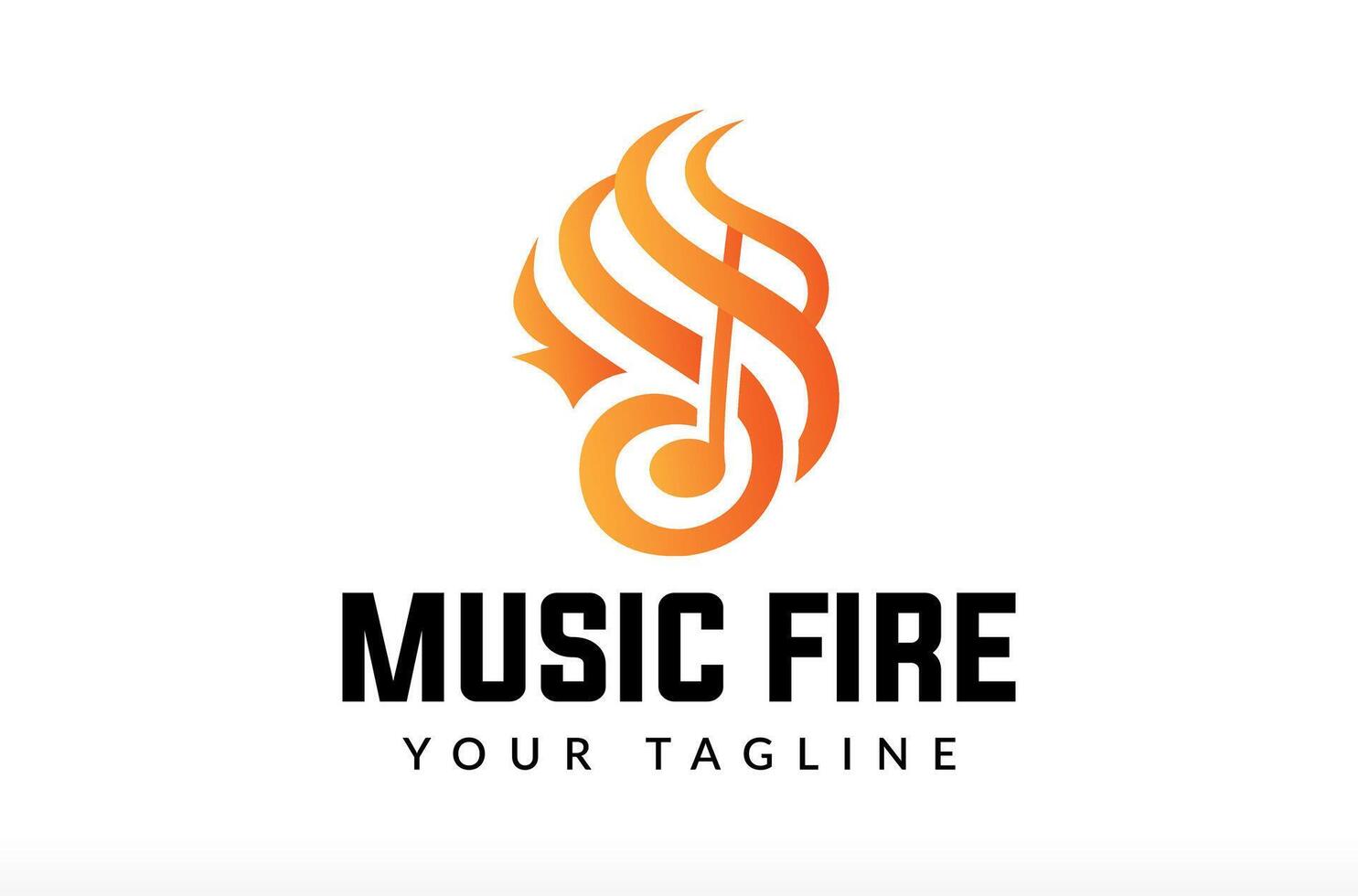 Music Fire Logo Design, music flame logo, hot music logo, spicy, flame and flare, sound logo, entertainment media agency, creative music icon Icon Symbol Silhouette Illustration brand business vector