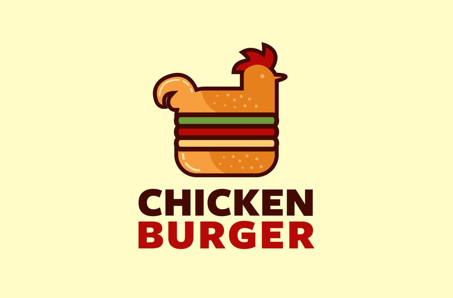 Chicken Burger Logo, Burger With Chicken Logo Design, chicken meat, food and restaurant logo, fast food logo, burger bun pepper cheese and salad Icon Symbol Silhouette Illustration street food vector