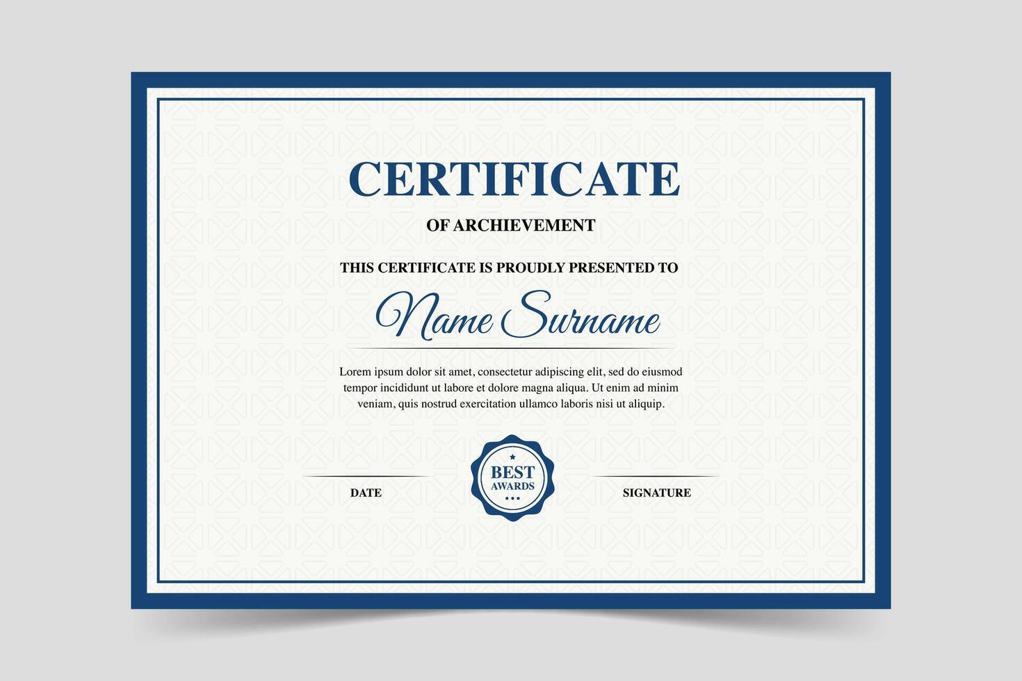 Modern elegant blue certificate template. Appreciation for business and education vector