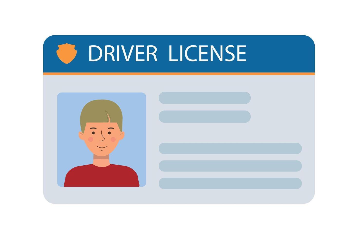 The identification card of the male car driver with a photo.Plastic identification card. illustration of the identity document of the driver of the vehicle. A business card that demonstrates. vector