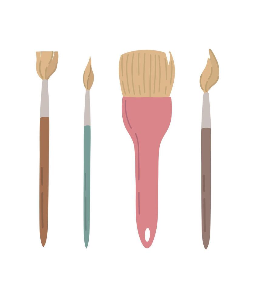 brush set. Art supplies, accessories for creativity and hobbies. illustration vector