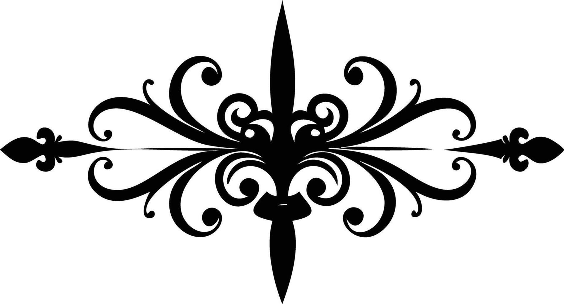 Ornate Fleur de Lis ornament with elegant symmetrical curls gives a classic style vector