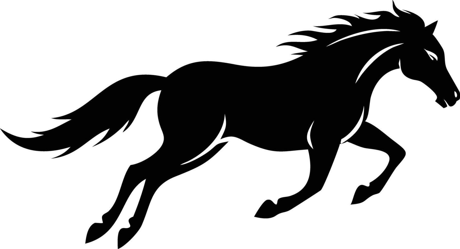 Majestic black horse with flowing mane powerfully leaps across a stark white background vector