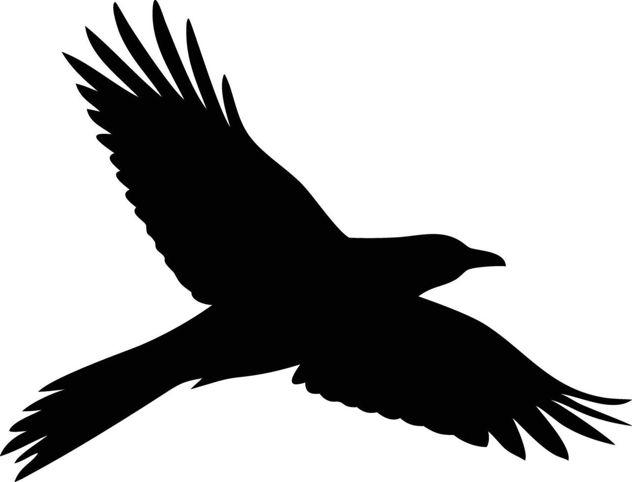 The large raven silhouette soars and it showcases wings in majestic flight gracefully vector