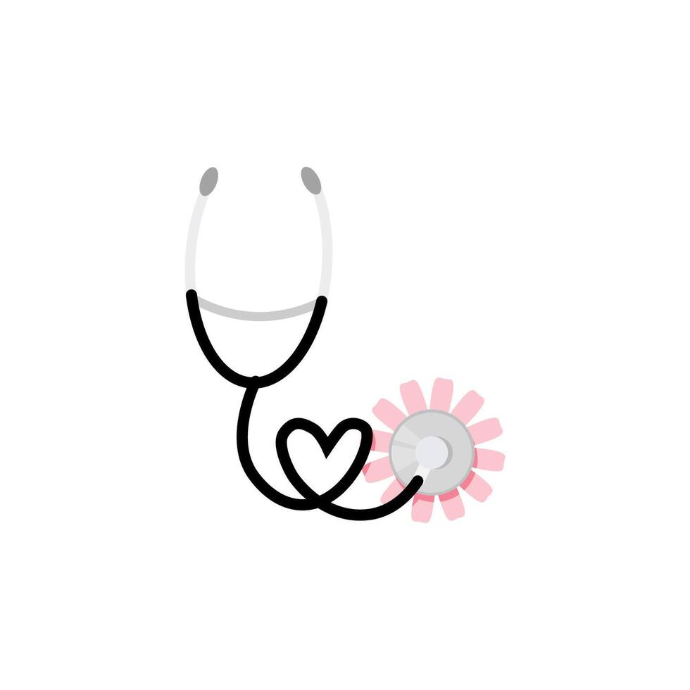 Stethoscope twisted in the shape of a heart and with a flower for Nurses Day vector