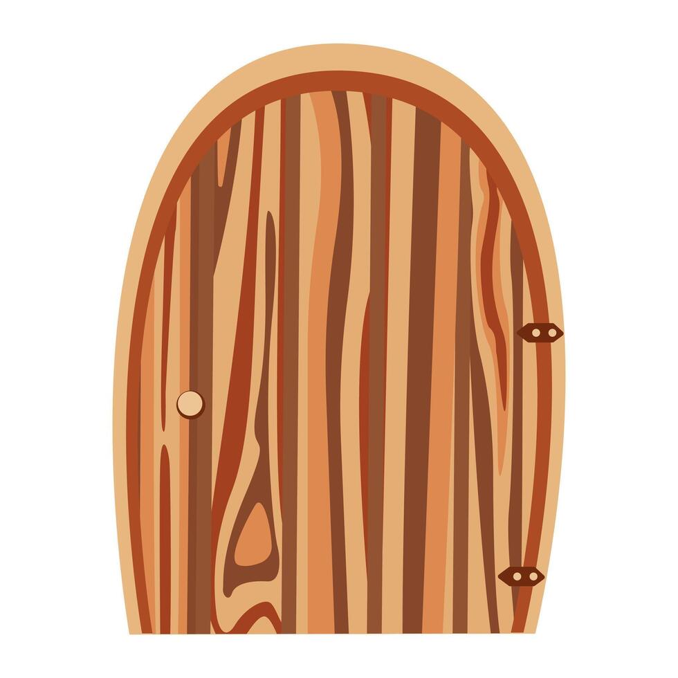 Semicircular door made of wooden planks. illustration isolated on white background. vector