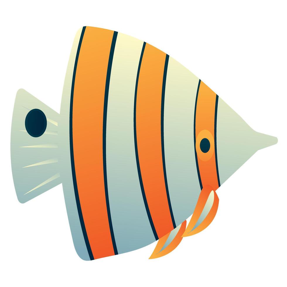 Exotic fish with white and yellow stripes on a white background. vector