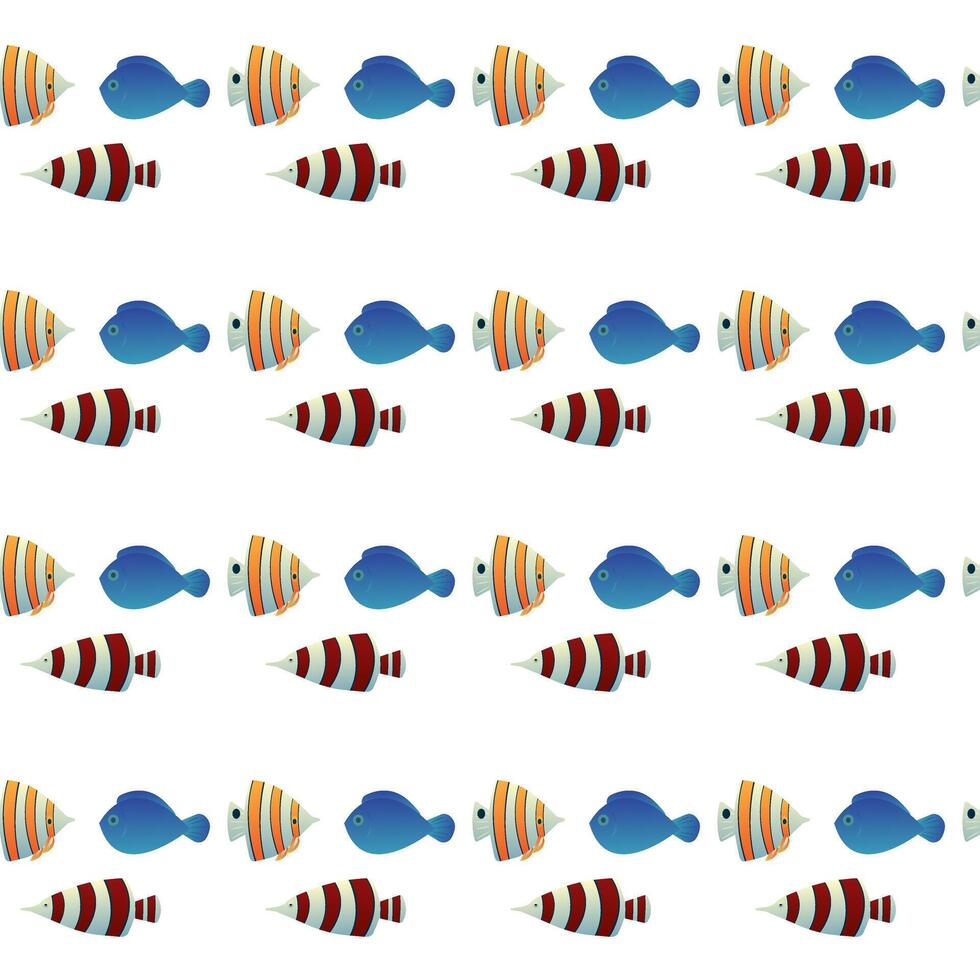 Striped and blue fish. Seamless pattern. vector