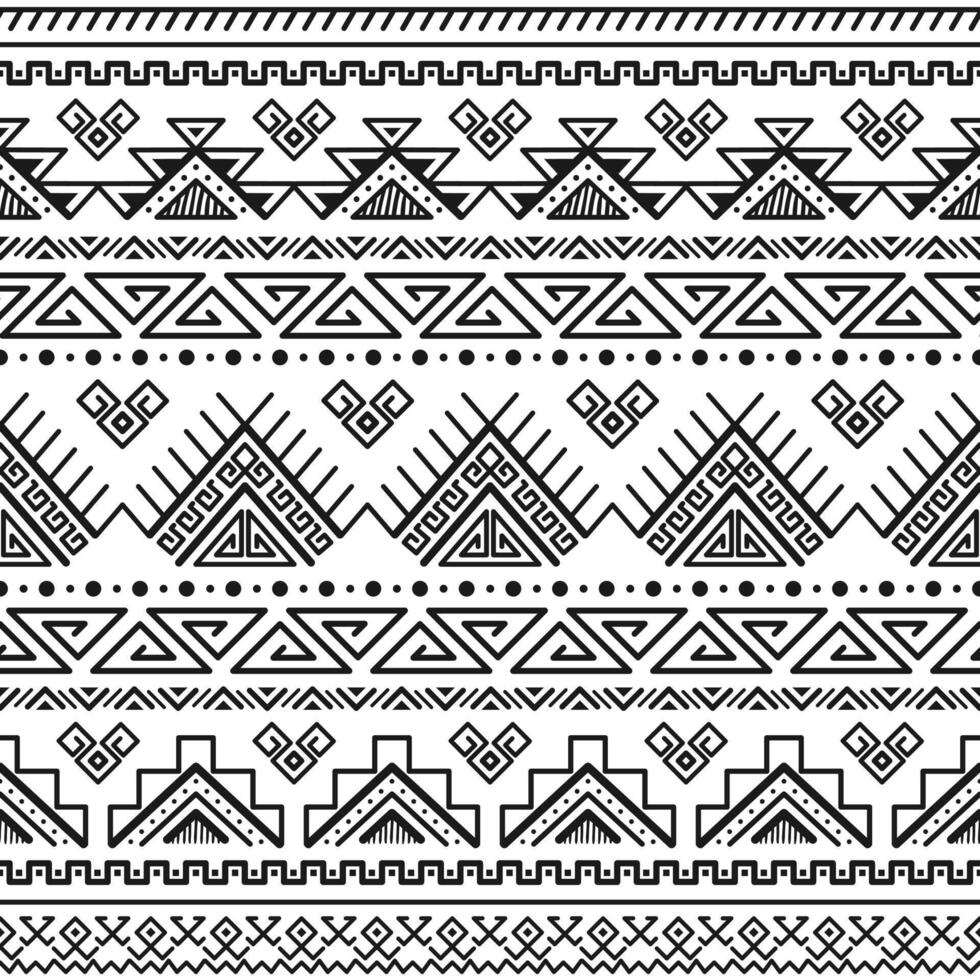 Ethnic seamless monochrome pattern. Aztec geometric background. Tribal print. Navajo fabric. Modern abstract wallpaper, illustration. vector