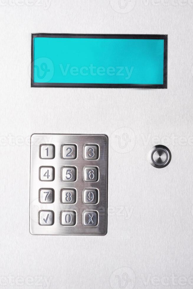 Numeric keypad panel with screen and button photo
