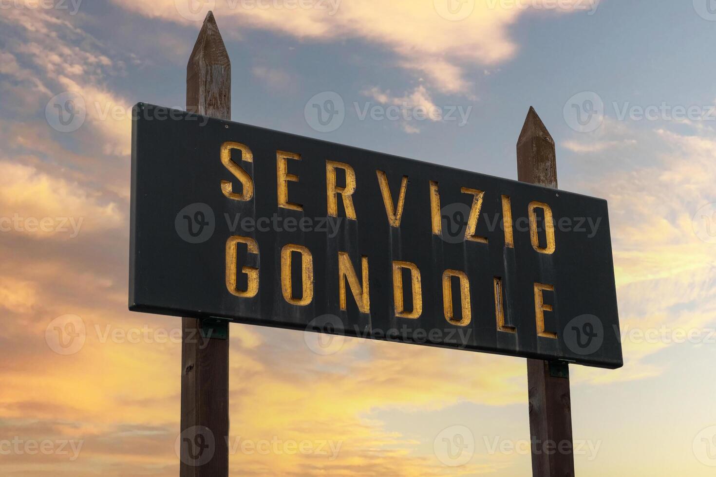 Vintage Gondola Service Sign in Venice at Sunset photo