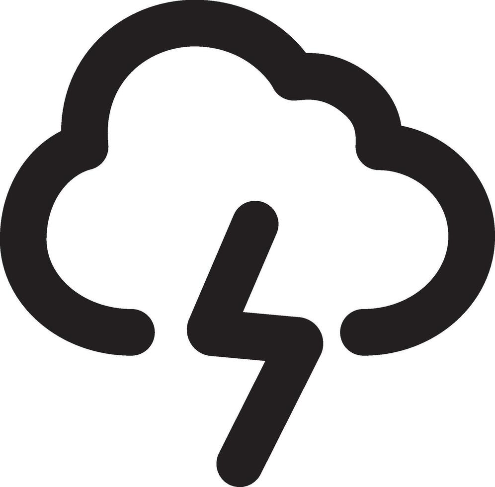 A black and white cloud with lightning bolt on it vector